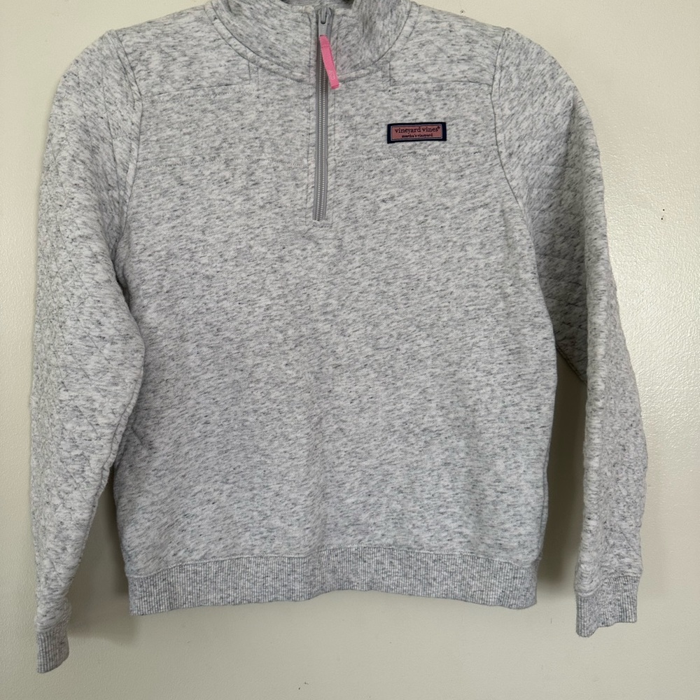 Vineyard Vines Grey Quilted Quarter Zip Sweatshirt Girls L(14) - Picture 3 of 10